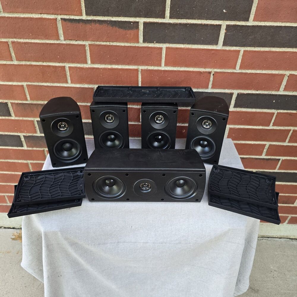 4x Paradigm Cinema V.1 Speakers + Central Speaker Bookshelf Satellite Black Set